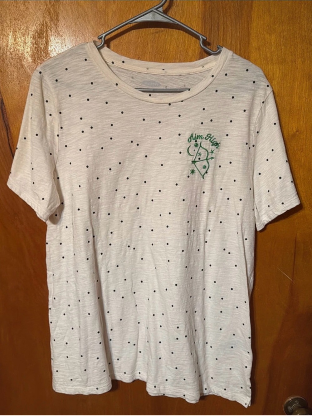 Old Navy White Short-Sleeve Crewneck Tee with Black Dot Print